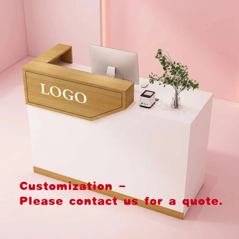 custom.Wooden Hotel Reception Desk Modern Office Front Counter Size 1m Custom Reception Table