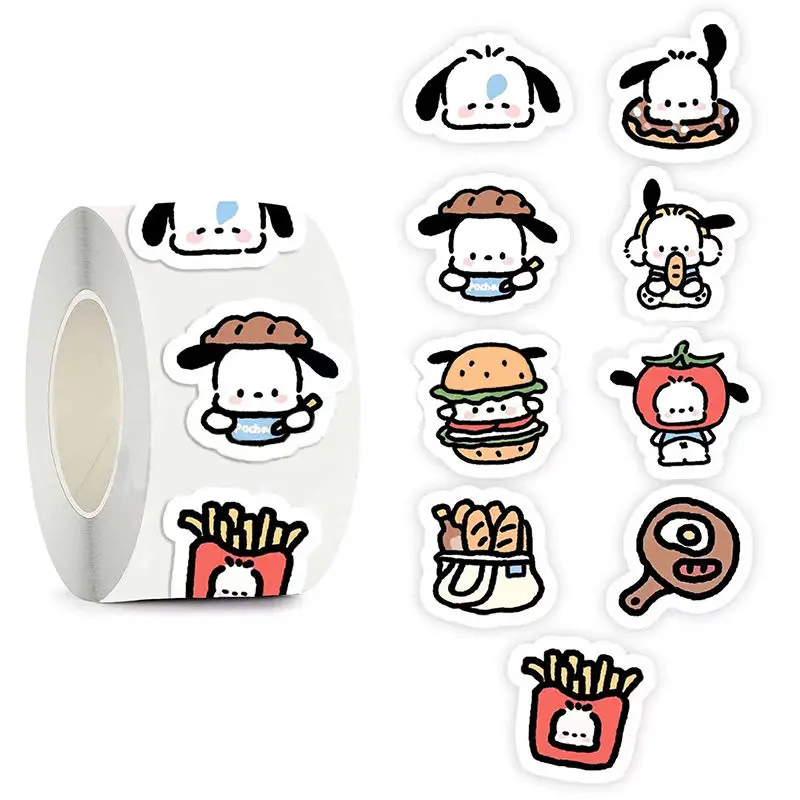 Sanrio Gourmet Series Roll Stickers Cute Cartoon Pacha Dog Melody Dessert Handbook Goo Card Decoration Toy Gift