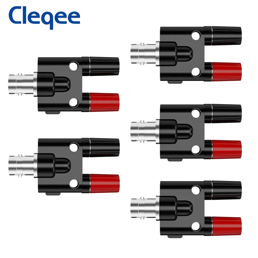 Cleqee P7008 5PCS BNC Female Jack to Dual 4mm Banana Plug Connector RF Adapter