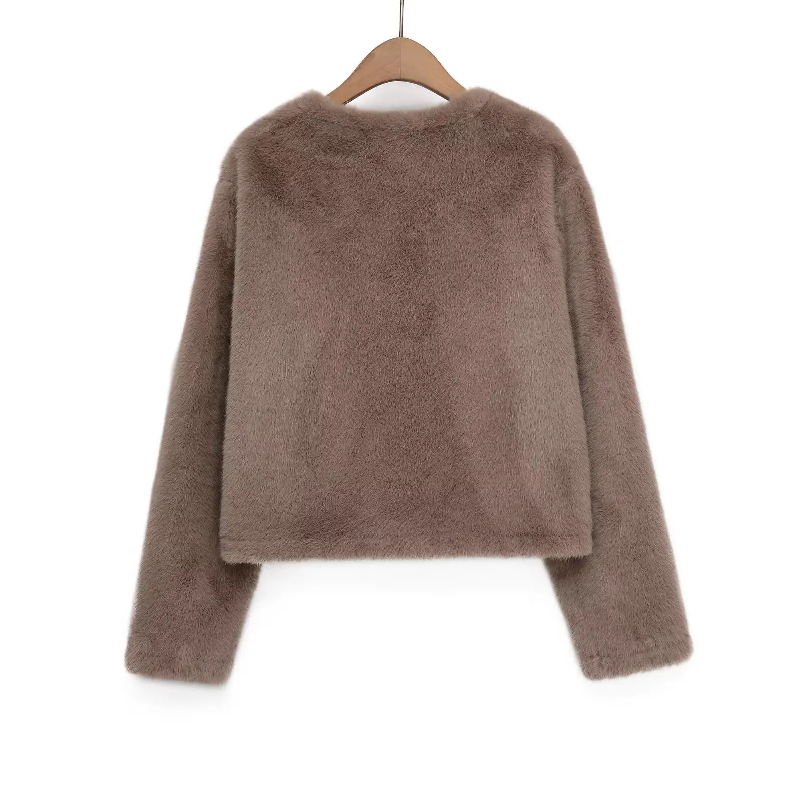 2025 المرأة الشتاء فرو المنك أبلى جولة الرقبة واحدة الصدر سيدة تقليد الفراء سترة قصيرة Highstreet الإناث فو الفراء معطف #2