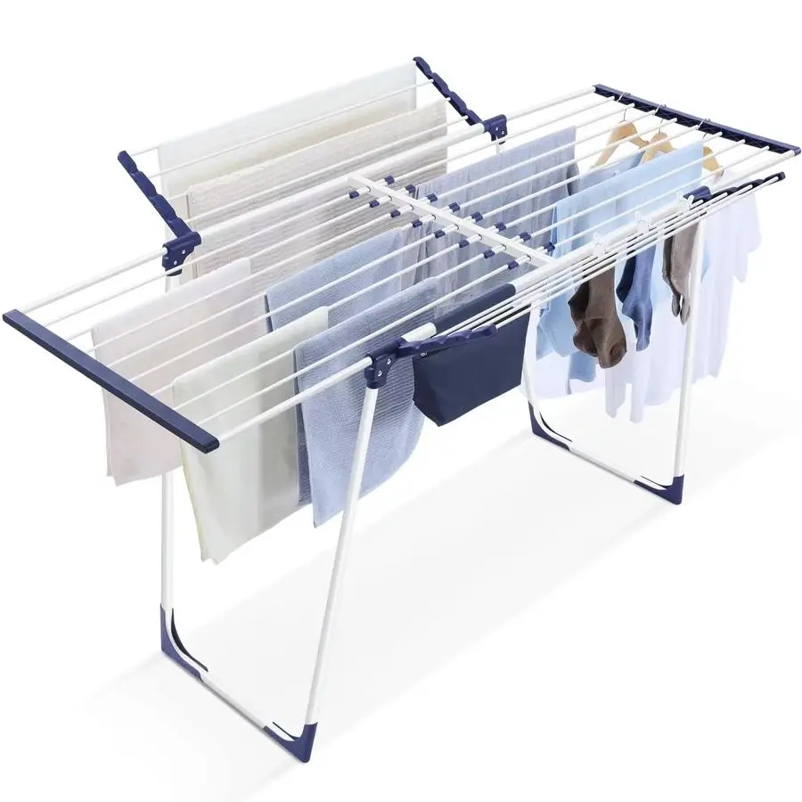 

Clothes Drying Rack Foldable Laundry Rack Indoor Outdoor, Gullwing Drying Rack Clothing with 10pcs Clips Bag, Collapsible SpaceS