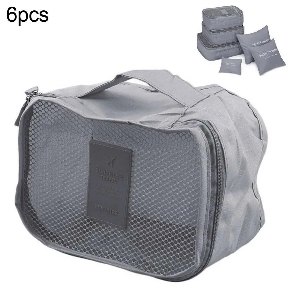 6pcs Travel Bag Organizer Clothes Luggage Travel Organizer Blanket Shoes Organizers Bag Suitcase Waterproof Clothes Storage Bags