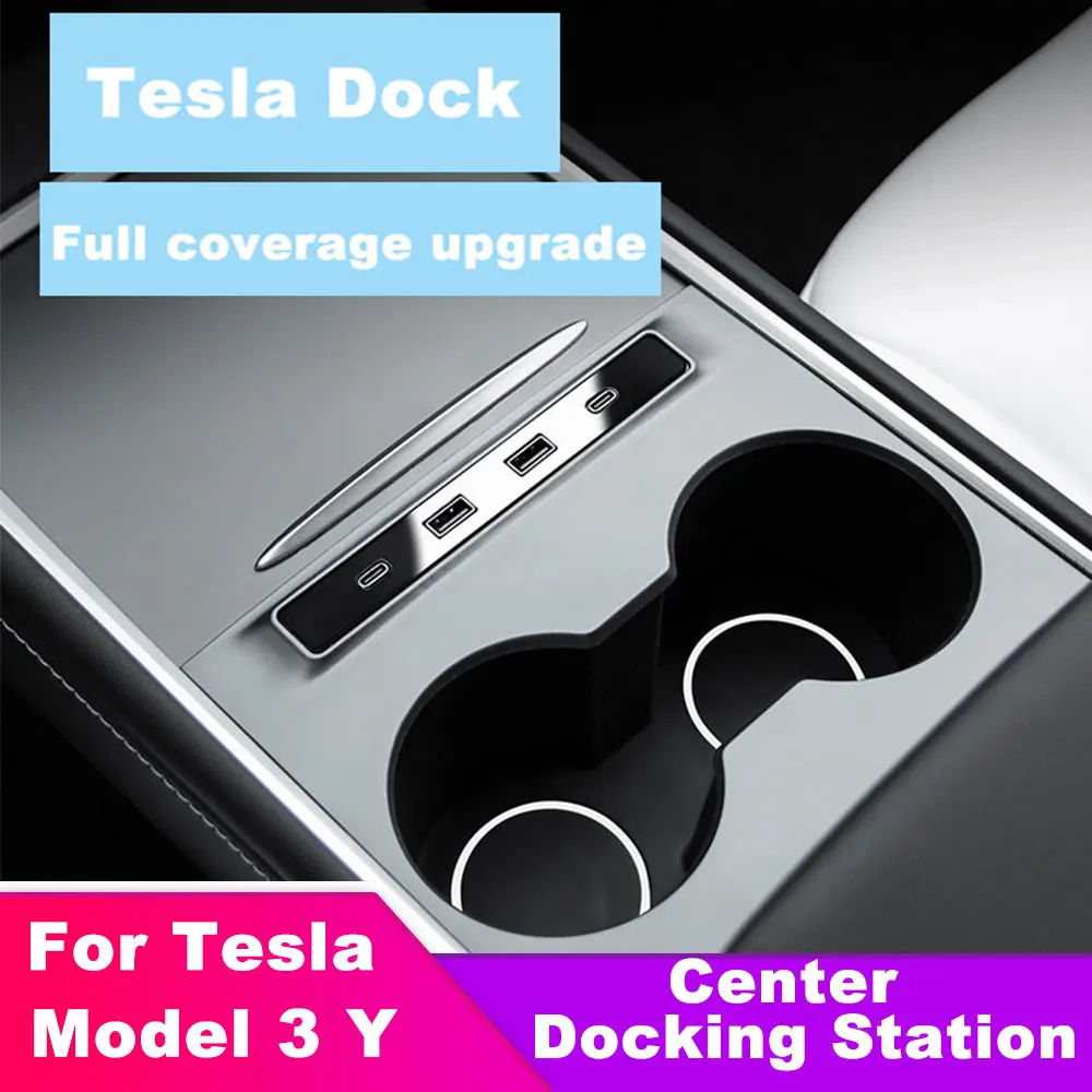 

For Tesla Model 3 Y 2021 2022 2023 Center Console USB Hub Docking Station Smart Sensor Fast Charging Adapter Accessories