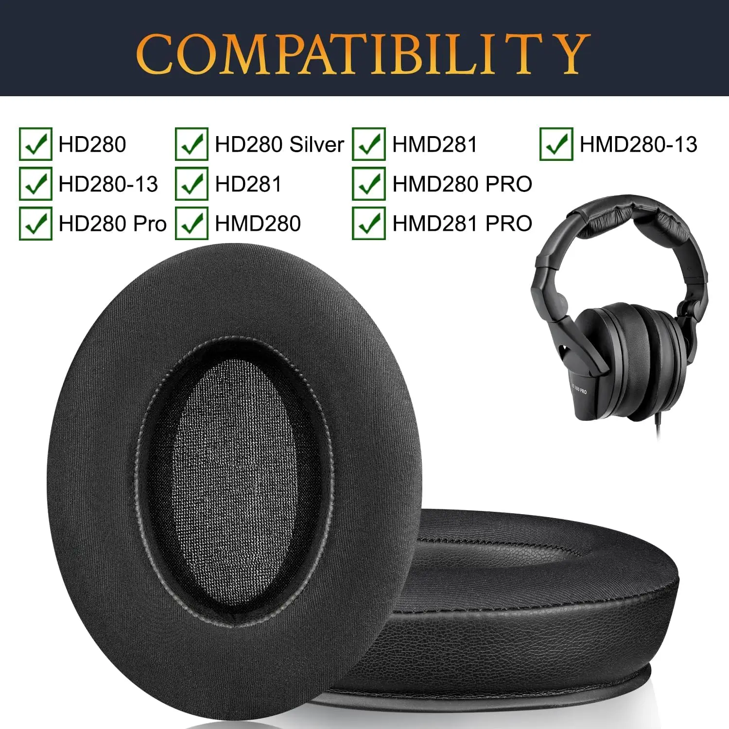 Cooling Gel Earpads Replacement for Sennheiser HD280/HD280-13/HD280-Pro/HD281/HMD280/HMD280 Pro/HMD280-13/HMD281/HMD281