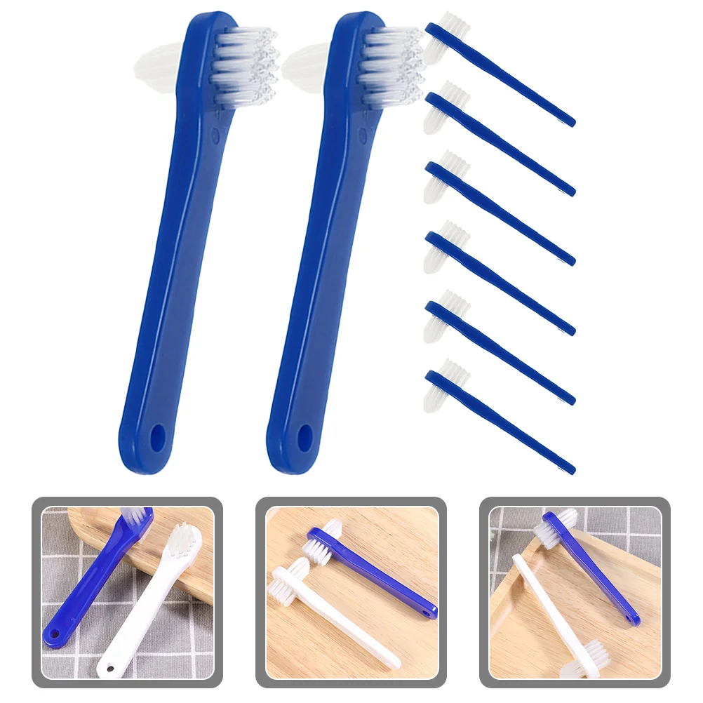 

8 Pcs Double-ended Denture Toothbrush for Adults Multi-functional Mini Personal Double-head Creative