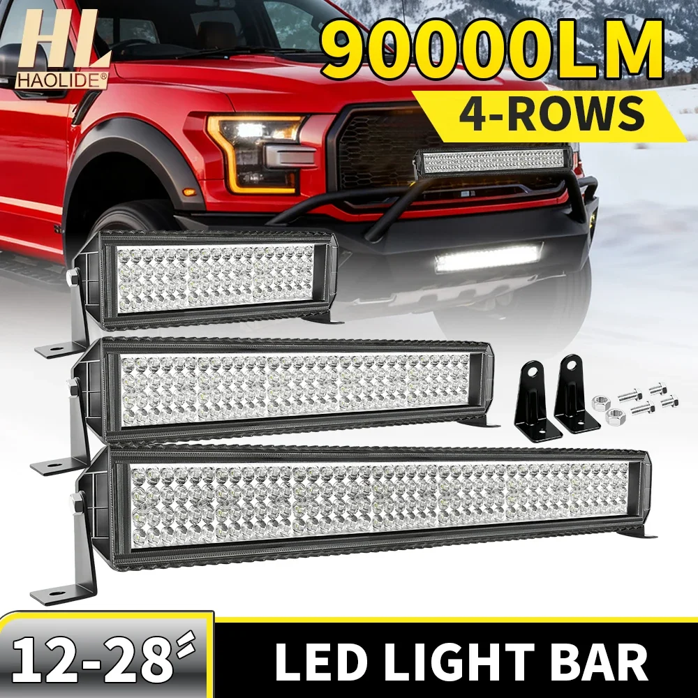 

HAOLIDE 4 Rows Led Work Light Bar 12INCH 20INCH 6000k Spot Flood Combo Beam Super Bright IP68 for Offroad Truck Car Motorcycle