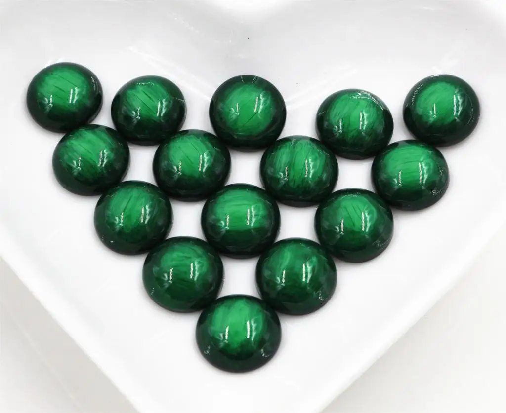 New Fashion 40pcs 12mm Green Colors Stylish Brushed Style Flat back Resin Cabochons Cameo-V5-06