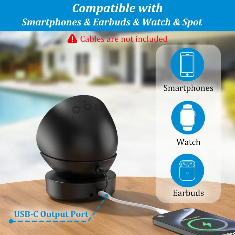PlusAcc-قاعدة بطارية محمولة لبقعة الصدى ، محطة إرساء للسماعات الذكية ، حامل شاحن ، 14.mah