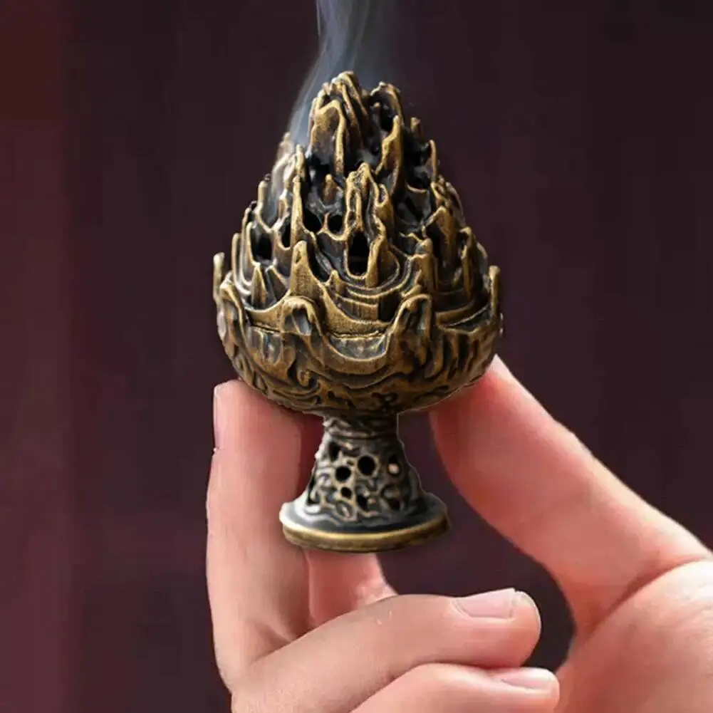 

Mini Alloy Hollow Vertical Incense Holder Home Office Desk Decoration Creative Portable Aromatherapy Burner Gift For Man