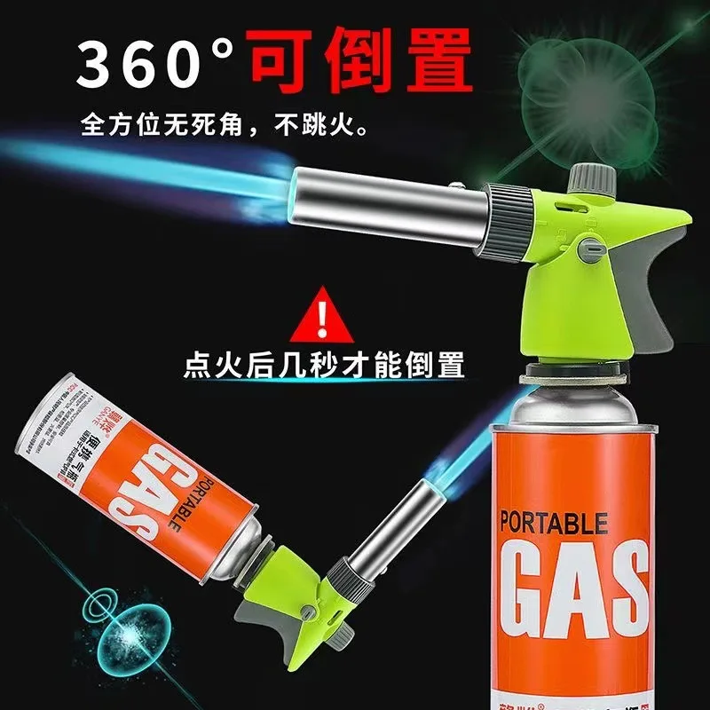 Portable Gas Torch Adiustable Flame Gun Metal Blowtorch Cooking Butane AutoIgnition Gas Burner Lighter Welding for BBQ Camping