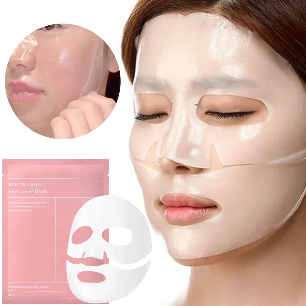 Bio Collagen Face Mask หดรูขุมขน Deep Hydrating Overnight Mask Moisturizing Refreshing Brightening Face Skin Care แต่งหน้า