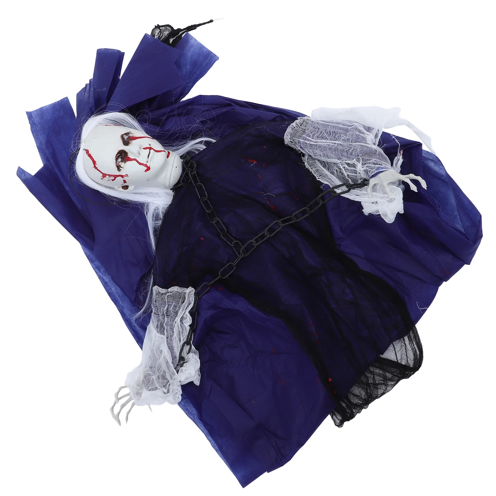 وجه الدم الأبيض المعلق على شكل شبح لتزيين الصوت المنشط بعيون LED للهالوين في الأماكن المغلقة والخارجية #4