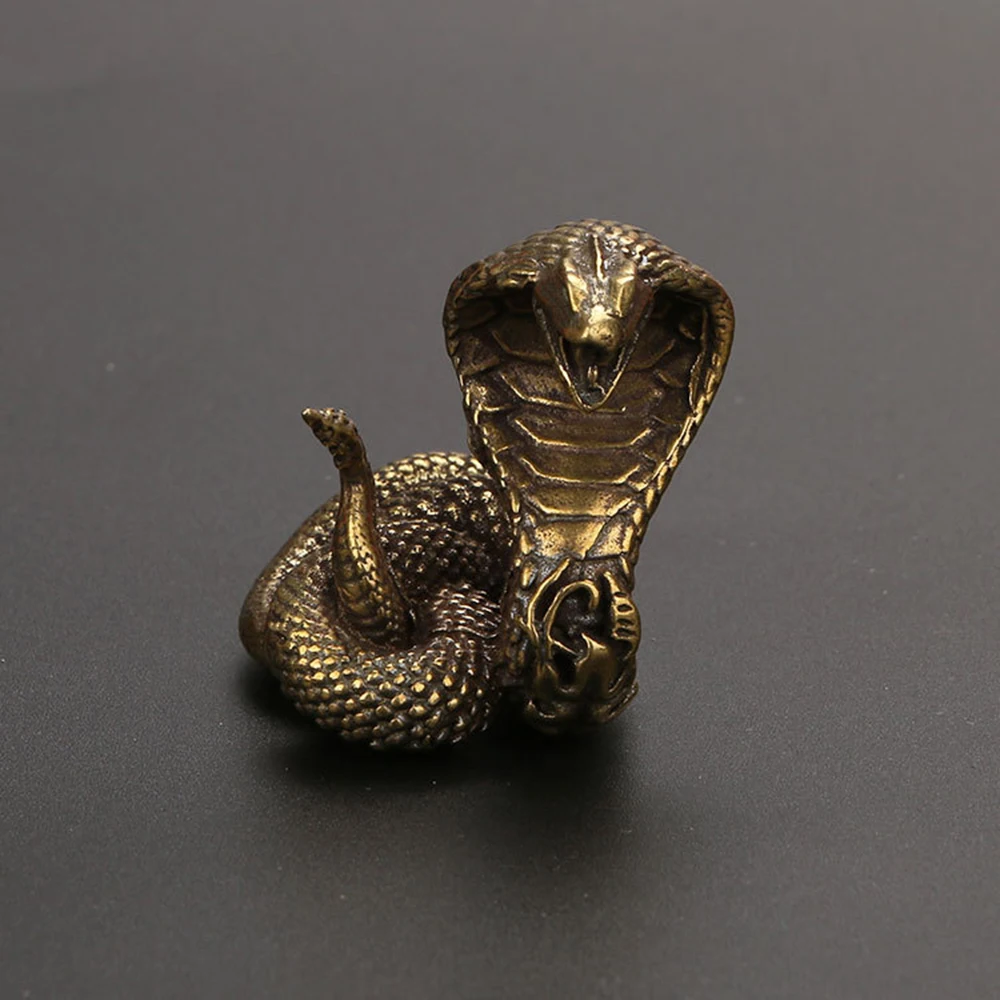 High Quality Hot Brass ornaments Home Office for mini Miniature Snake Statue Vintage 4.8*3*4.2cm Chinese Figurines