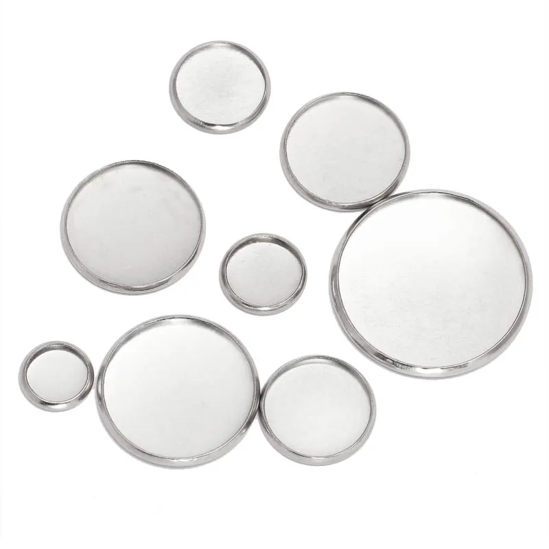 20 sztuk ze stali nierdzewnej okrągłe ustawienia Cabochon baza fasetowane wisiorki pusta dopasowana 8/10/12/14/16/18/20/25mm kamea z kaboszonami DIY biżuteria B