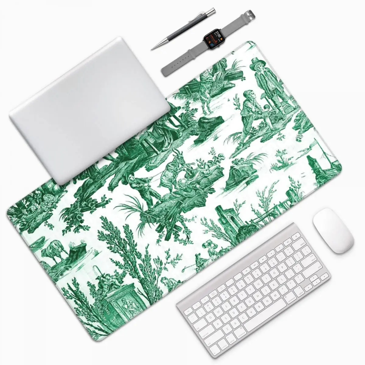 

Vintage French Toile De Jouy Motif Large Mouse Pad Computer Keyboard Mouse Mat Gaming PC Laptop Desk Mat