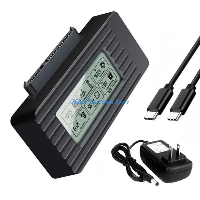 H37F USB3.1 TypeC HDDs Caddy Case Hard Drive Reader for 2.5 3.5 HDDs LED Display