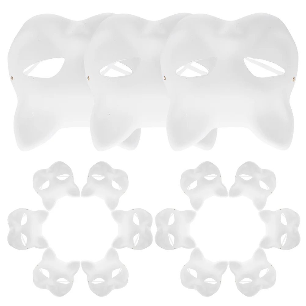 

15pcs Diy Cat Masks Paper Craft Blanks For Kids Preschool Creative Art Activity Unpainted Masquerade Party Decor Halloween
