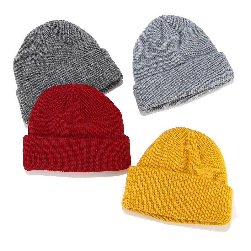 Korean New Knitted Landlord Hat Solid Color Minimalist Skullcap Men Women Trendy Street Head Wrap Beanie Wholesale