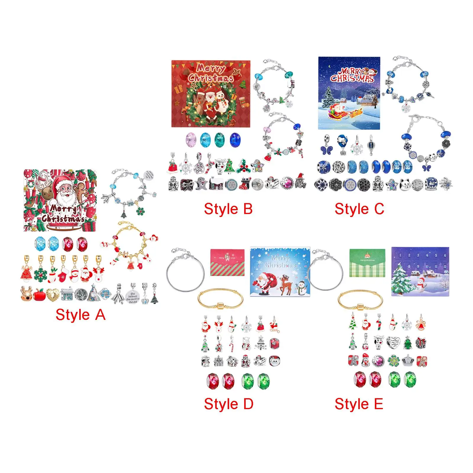 Christmas Advent Calendar Kit DIY Bracelet Kit Charm Xmas Calendar for Girls