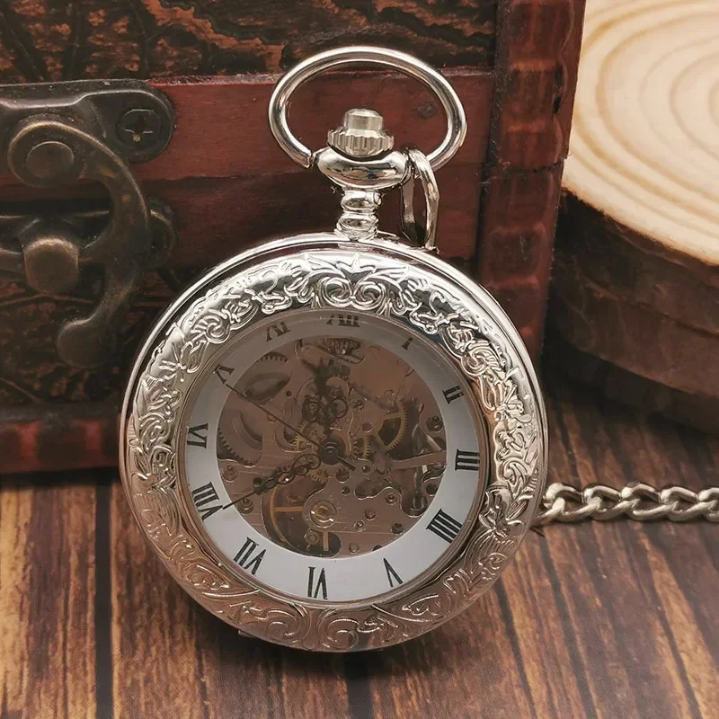 

NEW Fashion Antique Copper Design Pocket Watch Mechanical Steampunk Vintage Male Hand Wind Fob Watch For Men Women Gift