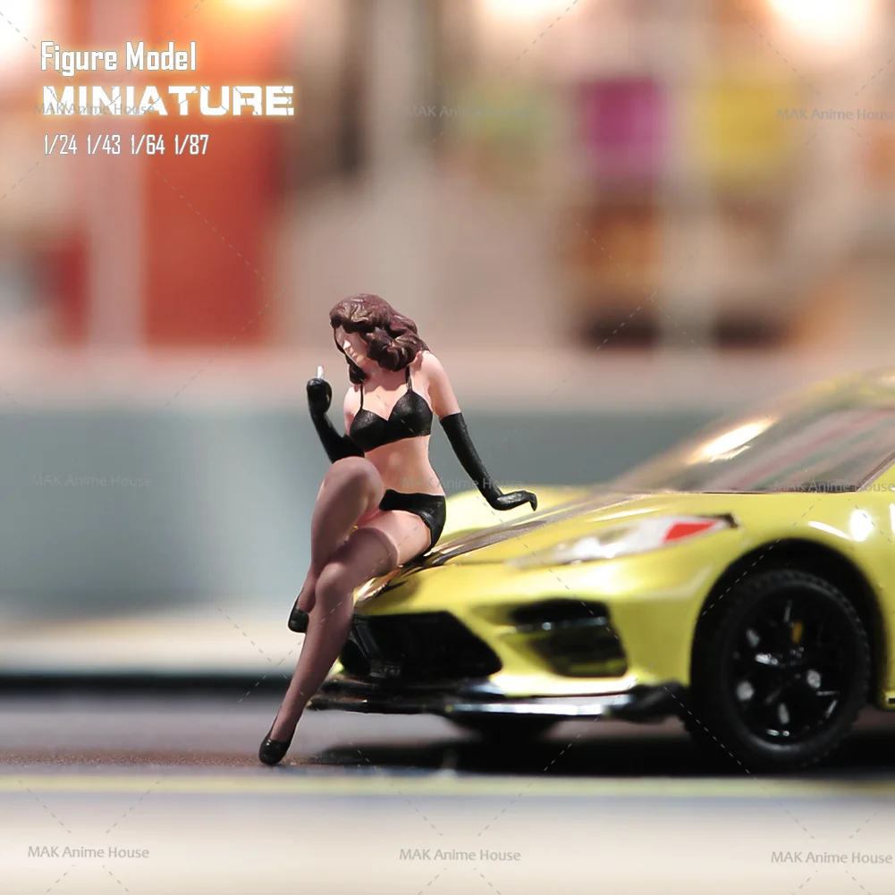 미니어처 1/64 1/43 1/87 1/24 섹시한 큰 파도 자동차 미용 피규어 인형 도색되지 않은 모델 홈 인테리어 장면 자동차 장난감