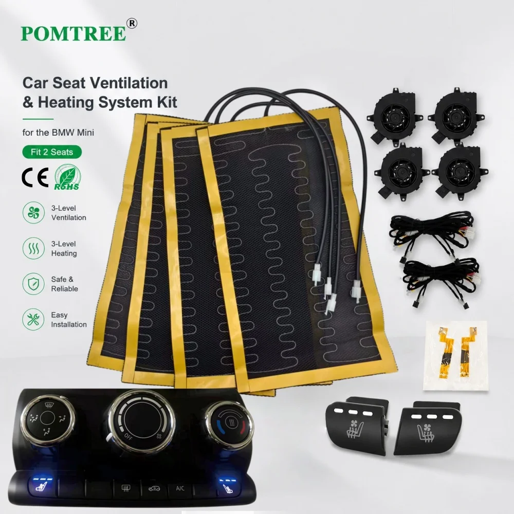 Car Seat Ventilation Kit Fit 2 Seats Compatible With BMW Mini,4 Fan Cool+4 Heating Pad,Heating & Ventilating Function In One Set