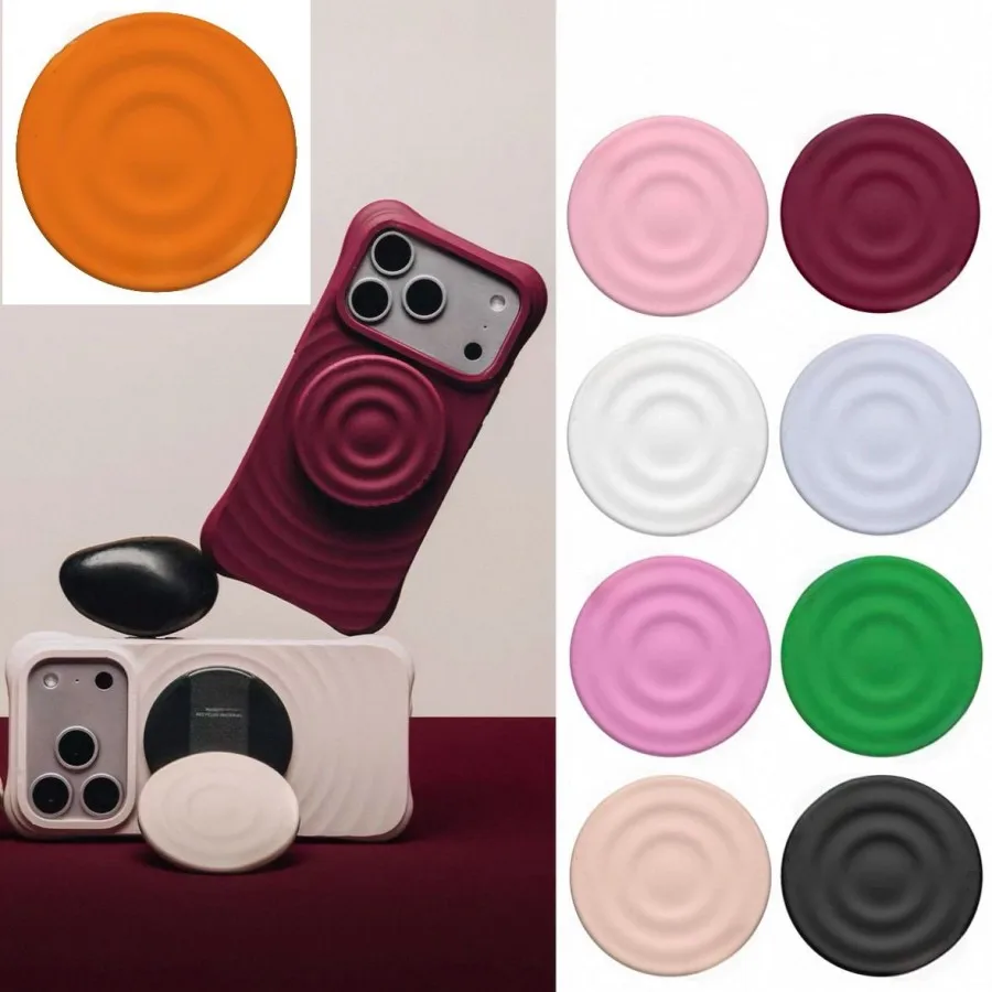 

Silicone Ripple Magnetic Folding Phone Holder Support For MagSafe IPhone 17 Air 16 15 14 13 Samsung Wavy Ring Expanding Bracket