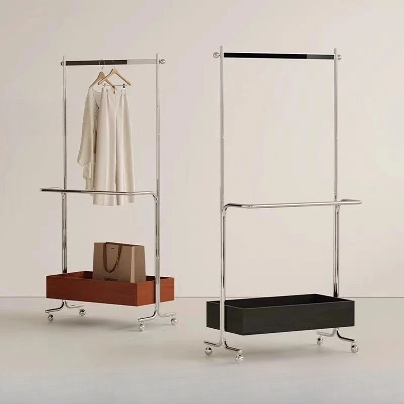 Minimalist Wheels Clothes Rack Aesthetic Basket Bedroom Beautiful Clothes Rack Unique Standing Perchero De Pie Home Furniture