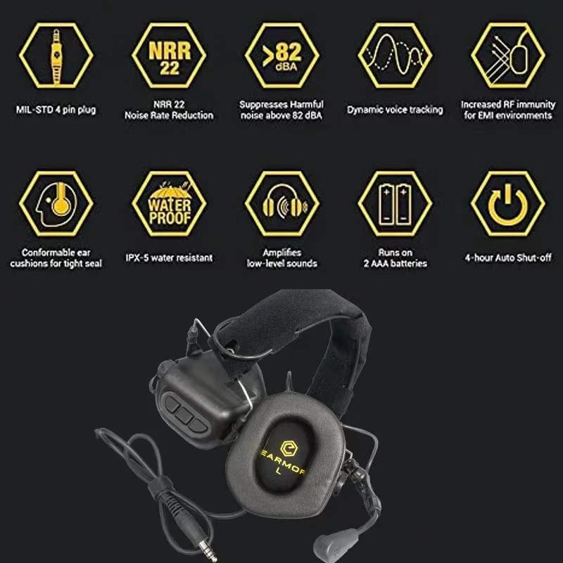 EARMOR M32 MOD4 shooting earmuffs, helmet headphones. Equipped with ARC rail adapter. electronic hearing protector