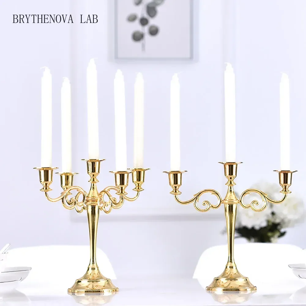 Candelabra Candlelight Dinner Candle Hotel Wedding Prop Gold Bronze Home Holder Plated Decoration Metal Retro