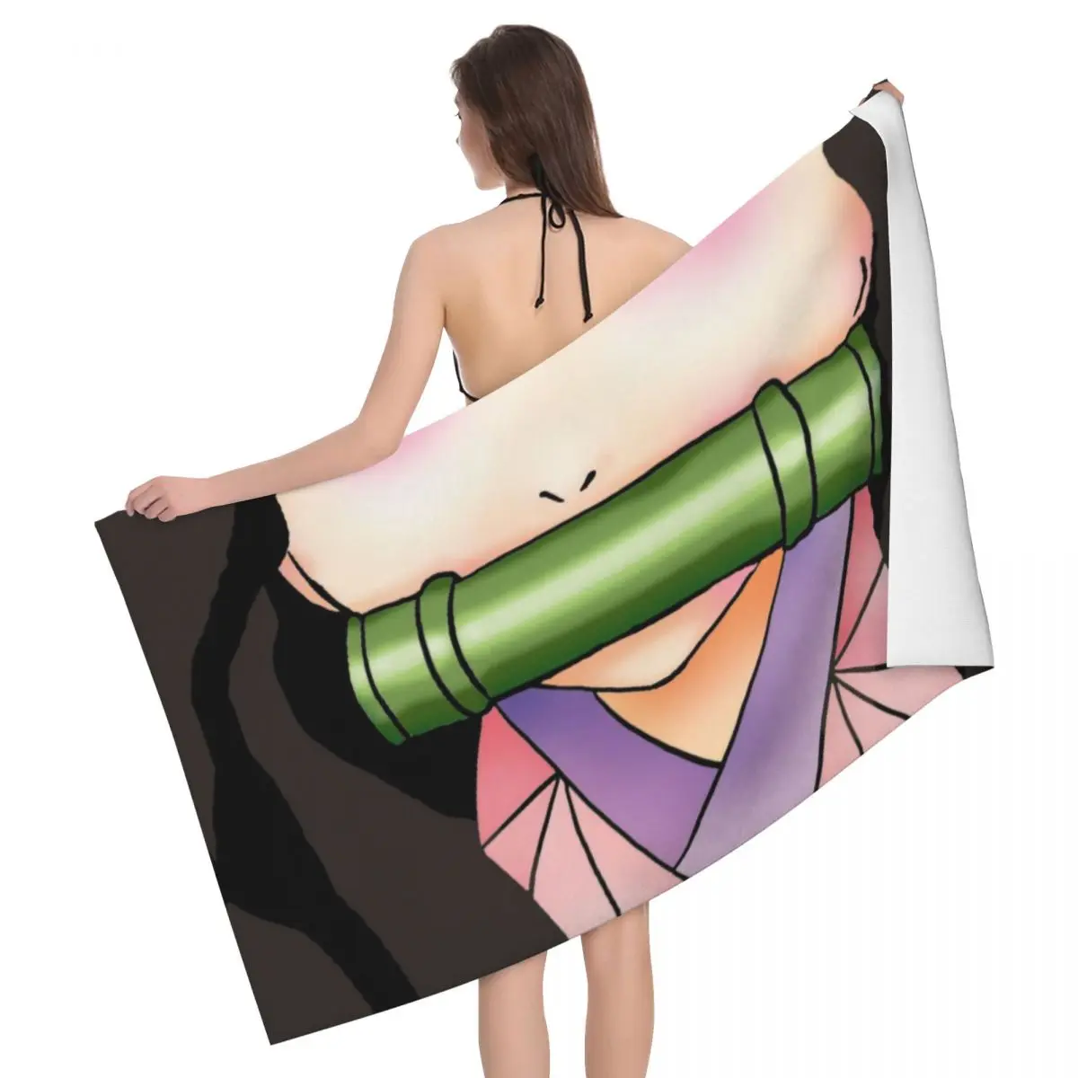 Custom Demon Slayer Nezuko Kamado Cosplay Dry Microfiber Beach Bath Towel Super Soft Anime Kimetsu No Yaiba Pool Bathroom Towels