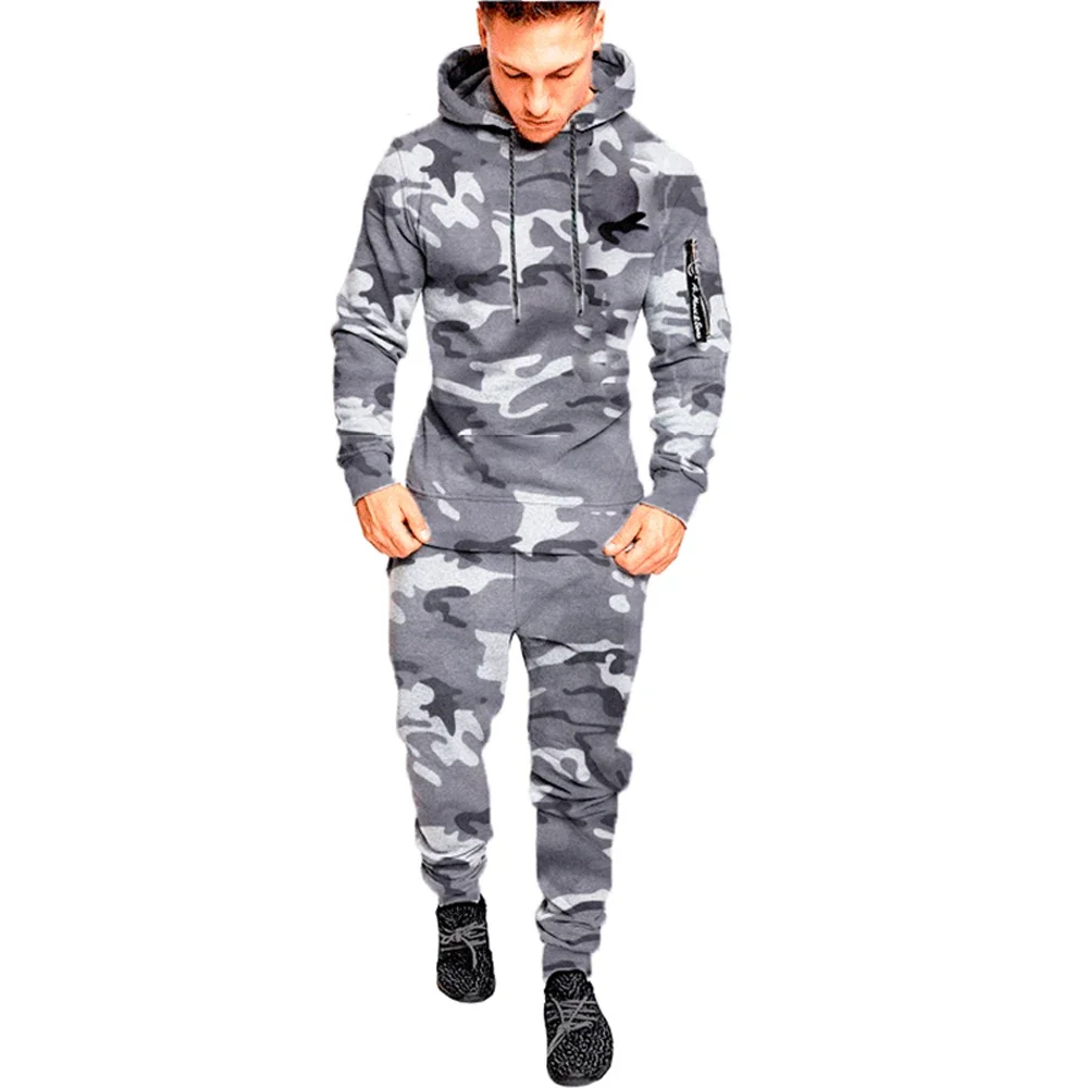2023 new Men\'s Camouflage Tracksuit Sport Hoodies Pants Two Piece Set Outdoor Sports Suit Casual Jogging Suit Sweatshirts