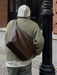 Retro Soft Leather Tote Bag Unisex Large Capacity Underarm Single Shoulder Bag Casual Style Fashionable And Simple Design