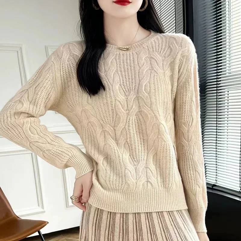 

Knitted Sweater Women Pullovers New Long Sleeve O-Neck Solid Knit Sweater Pullover Women Tops Knitwears Sueters De Mujer Q1393