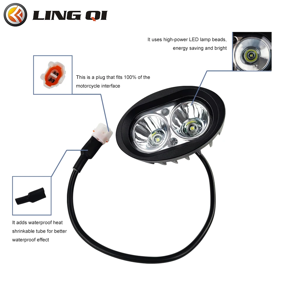 LING QI Electric Motorcycle Modified Waterproof Headlight For SUR RON SURRON SUR-RON Light Bee X Dirt Bike Motorcycle Parts