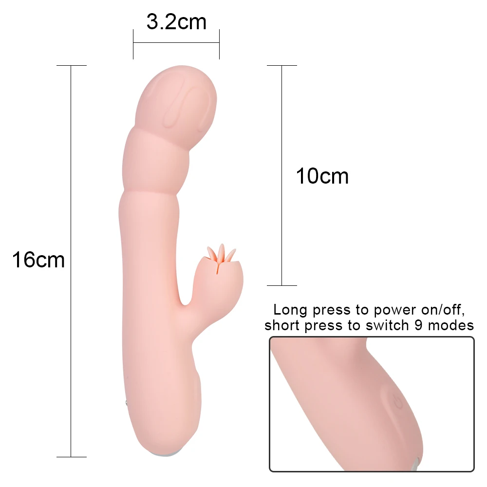 Vagina Tease Clit Stimulation G-Spot Tongue Licking Vibrator 2 in 1 Dildo Vibrating Sex Toys for Women Female Masturbation