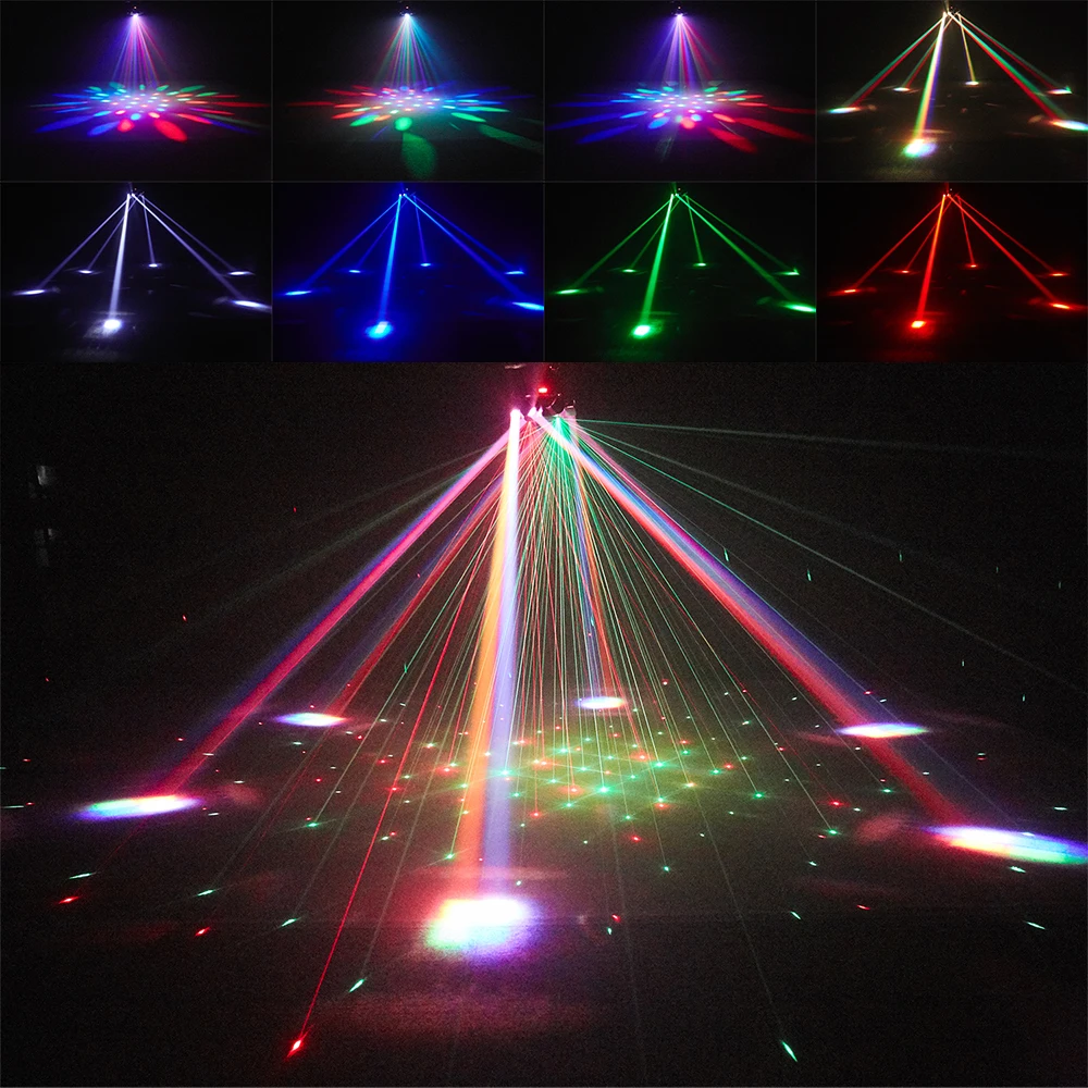 ستة أذرع كشاف إضاءة للحفلات 6x10 واط تتحرك رئيس شعاع ضوء RG الليزر ضوء إحترافي DMX المرحلة كامل اللون شعاع ضوء الدورية ديسكو شريط الحفلات #3