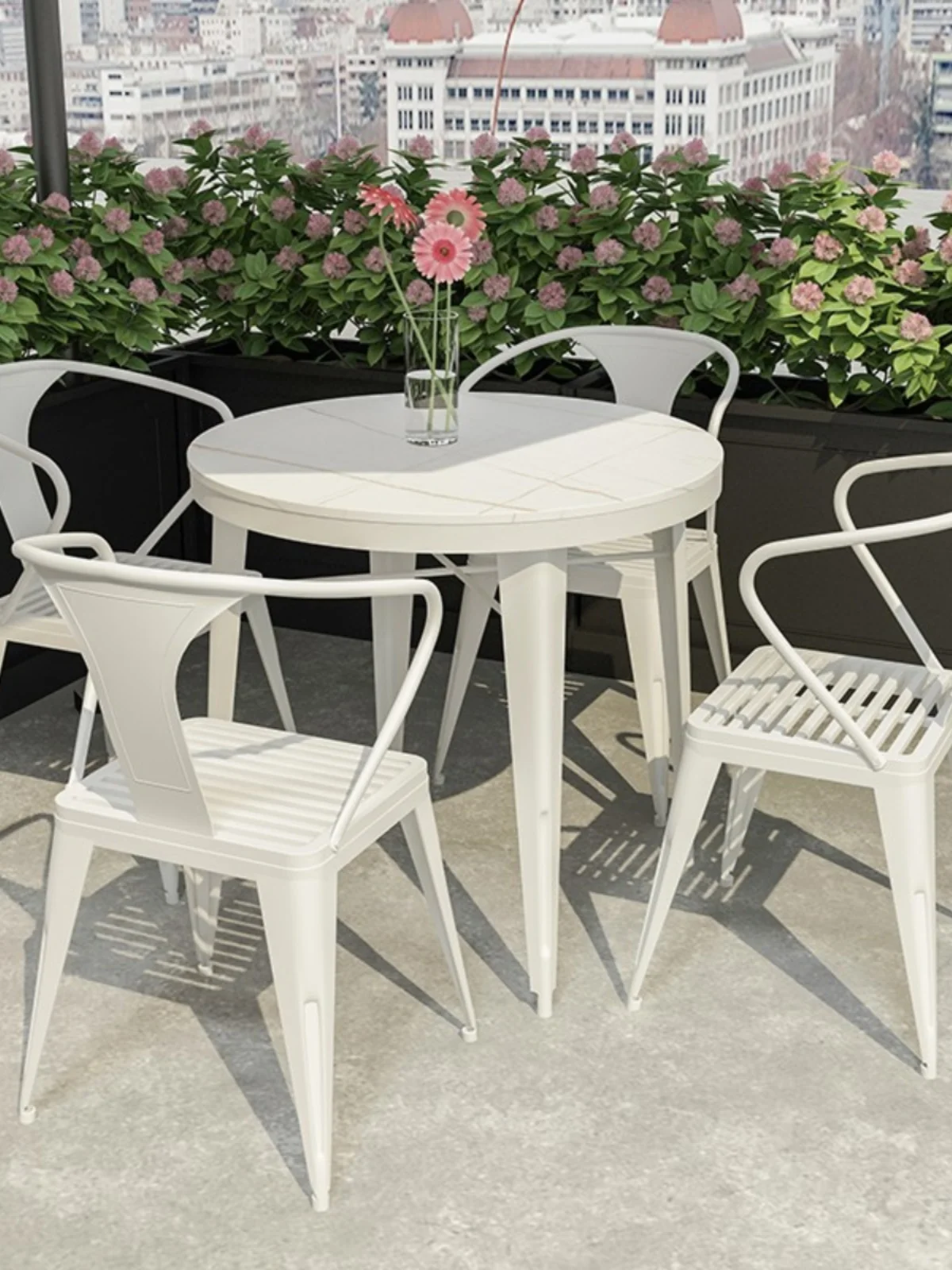 Outdoor leisure rock board tables and chairs, rust proof and anti-corrosion rectangular marble,  chairs in homestays