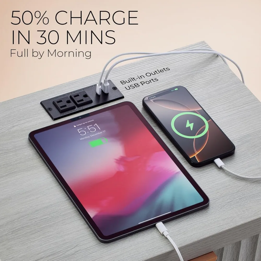 زوج من طاولات الليل الحديثة المخددة مع محطات الشحن والأدراج المزدوجة