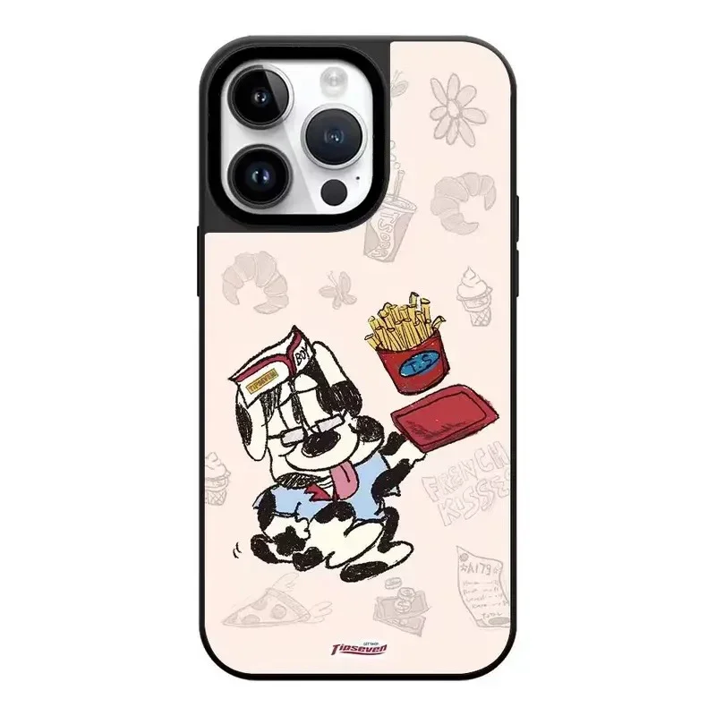 

Cartoon French Fries Dog Mirror Magnetic Phone Case Cover for IPhone 12 13 14 15 16 17 Pro Max Case for IPhone 17 Pro Max
