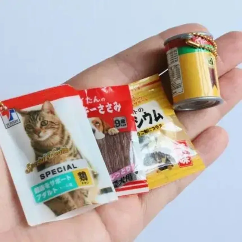 Original Genuine Toys Spirits Gashapon Kawaii Cute Pet Snack Canned Cat Strips Keychain Figure Bag Pendant Miniature Item