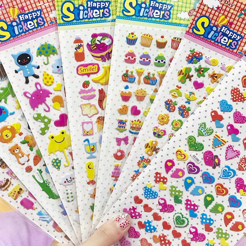 20 piezas pegatina 3d Kawaii de animales de dibujos animados, pegatina de burbujas de recompensa para jardín de infantes, decoración para álbum de recortes Diy, venta al por mayor