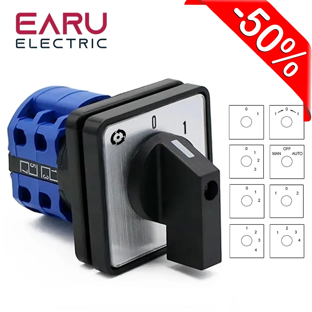 

LW26-20 LW28-20 Universal Rotary Cam Changeover Switch 20A 660V 8 Terminals 2/3/4 Position Selector Power Switch with Screws