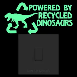 Powered by Recycled Dinosaur Wall Switch Decoration Luminous Stickers Glow in Dark Funny Caroon Animal Vinyl Decal Car Sticker