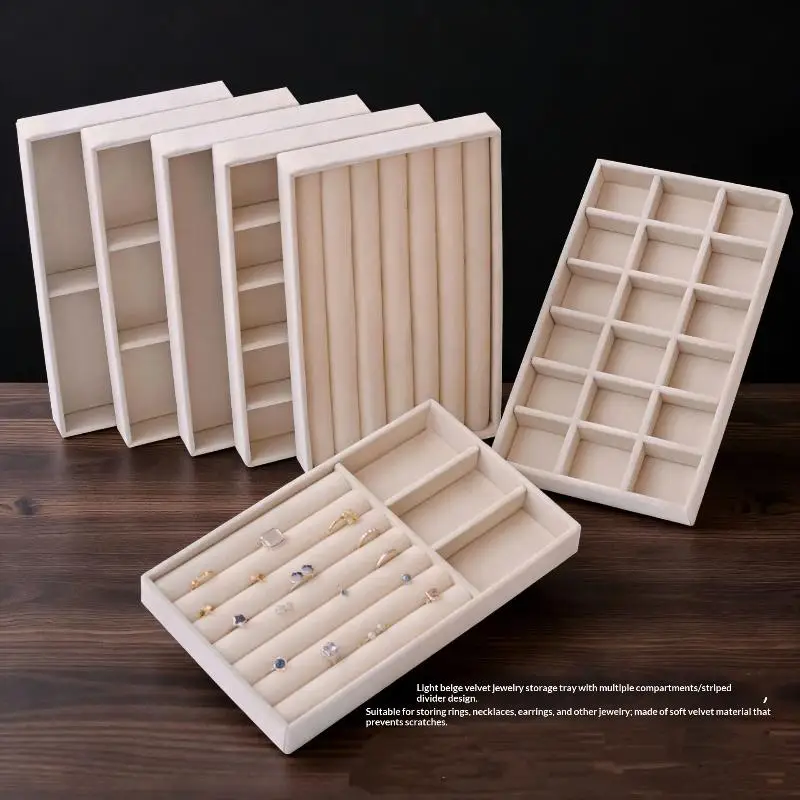 4/6/8Pcs/Set Flocking Jewelry Box And Jewelry Tray Perfect For Storing And Organizing Various Small Jewelry