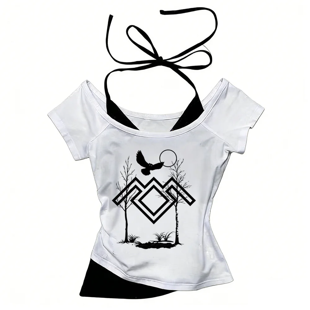 Camiseta corta Twin Peaks para mujer, ropa de calle gótica, camiseta grunge dollette para fiesta, gótica, barata