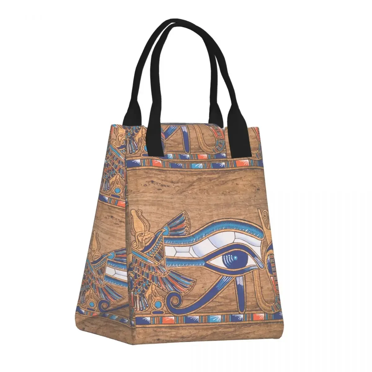 

Portable Lunch Bag Fresh Cooler Pouch Convenient Lunch Box Tote Egyptian Papyrus Horus Eye Container Bag