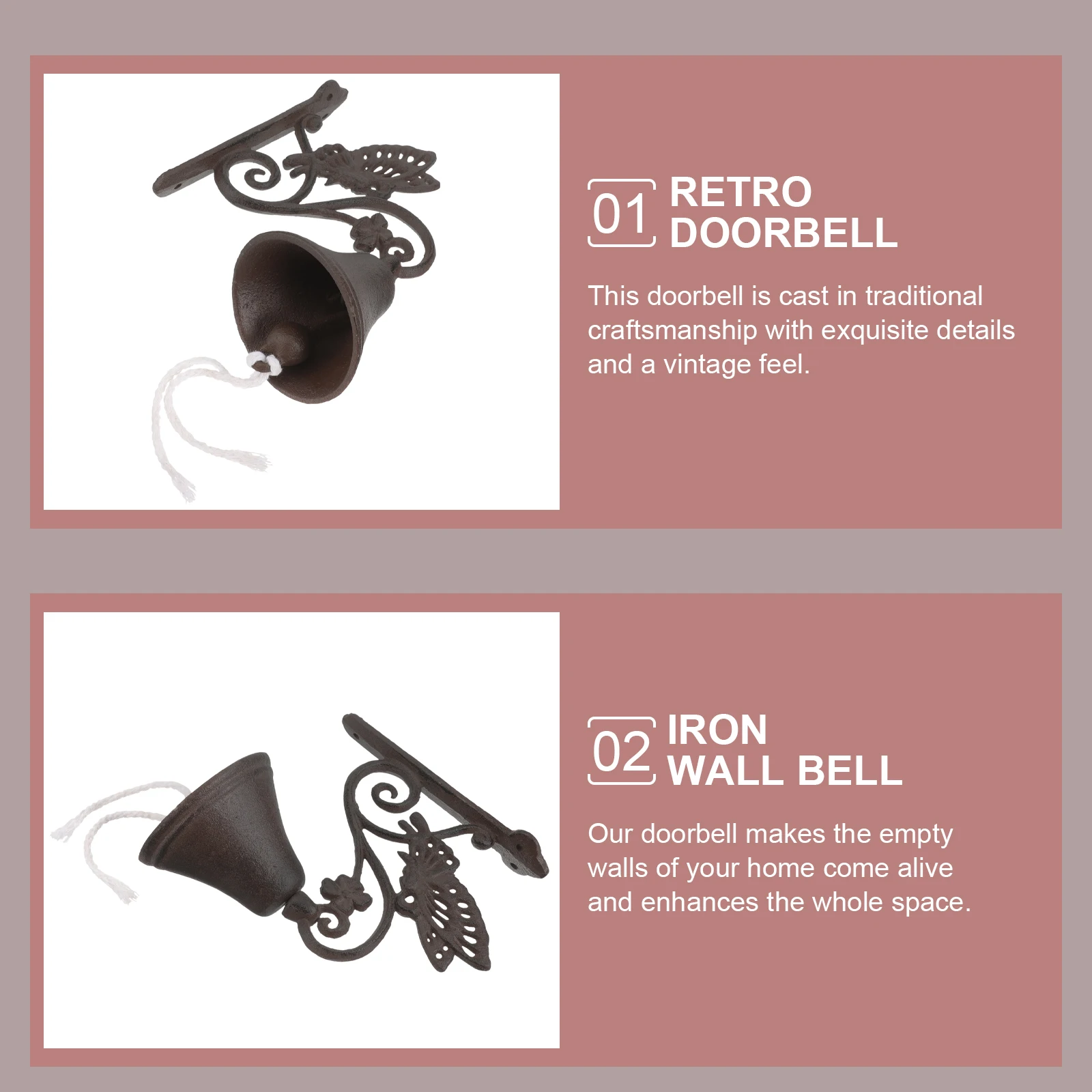 فراشة جرس الباب خمر الحديد الزهر الحائط جرس الباب للمنزل حديقة الديكور تهز جرس معلق نمط ريفي