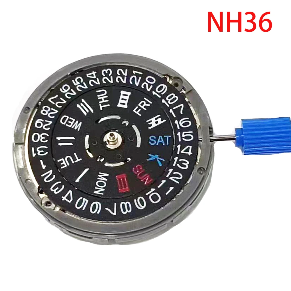 Japanese Original NH36 Movement Automatic Winding High-precision Dual Calendar Black Movement 3/3.8 o'clock Crown