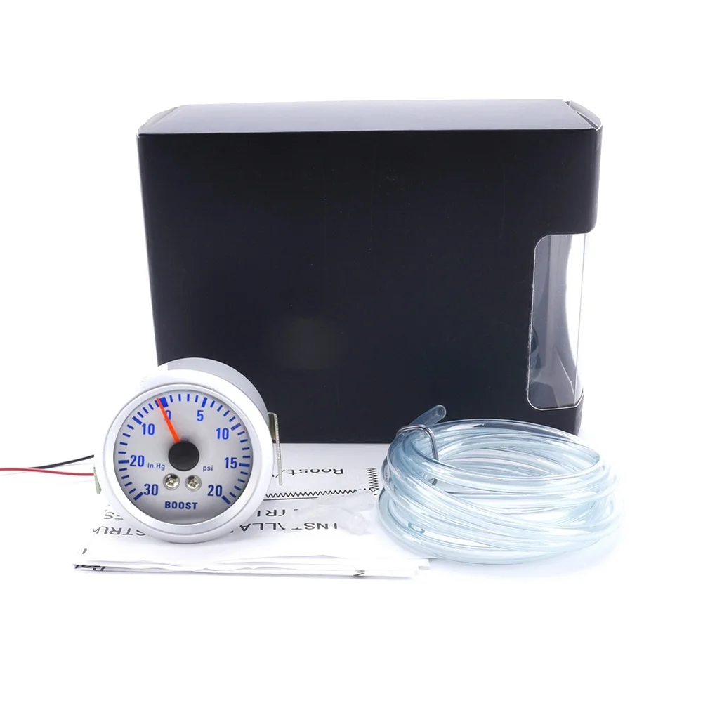 

For Car Turbo Boost Gauge 52mm 2 Inch LED Display Blue Light 30 to 20 PSI Compatible with 12V DC Vehicle System
